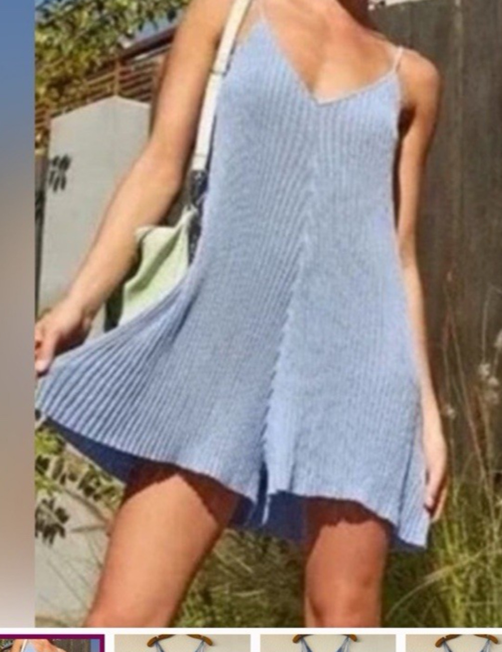 Free People XS One piece knit super stretch NOLA beach romper ribbed light blue
